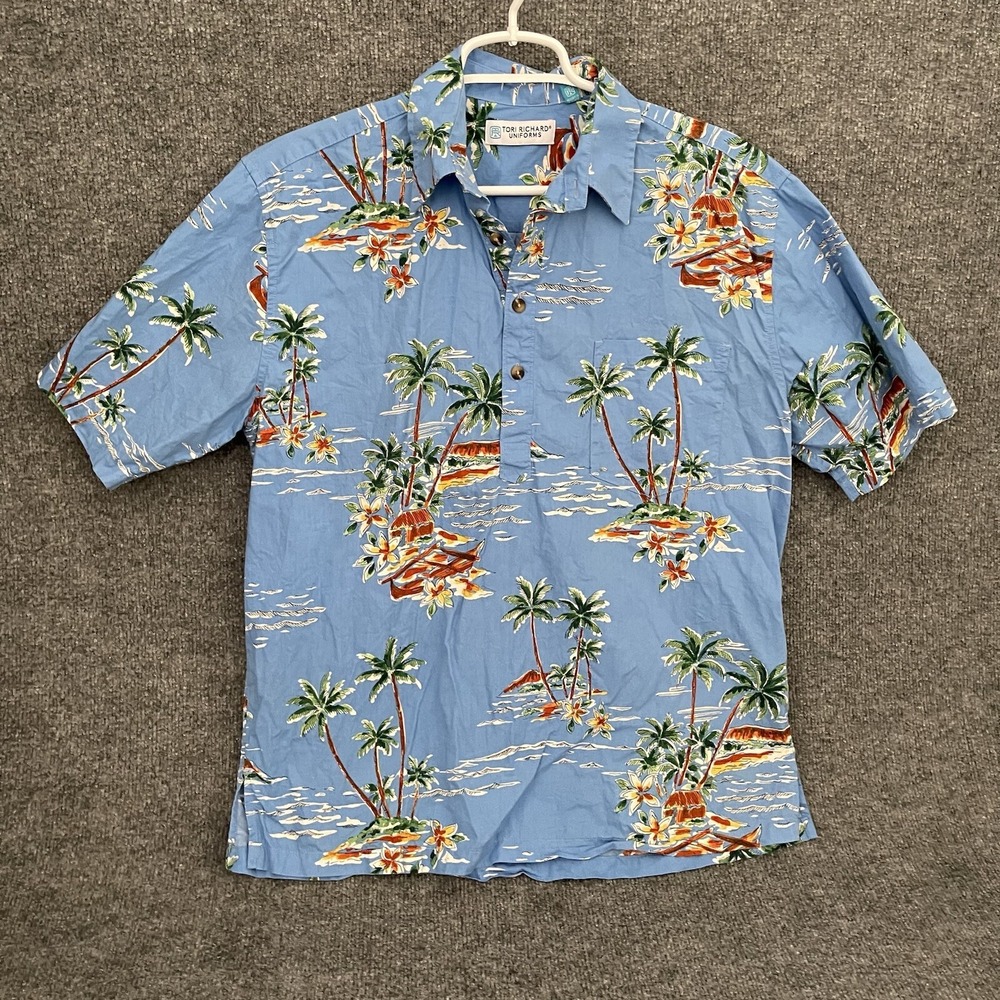 Tori Richard Uniforms Men's Hawaiian Floral Print Button Short Sleeve Shirt Sz M